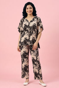 Zivame Woven Kaftan Loungewear Set - Whitecap Grey — thumbnail 1